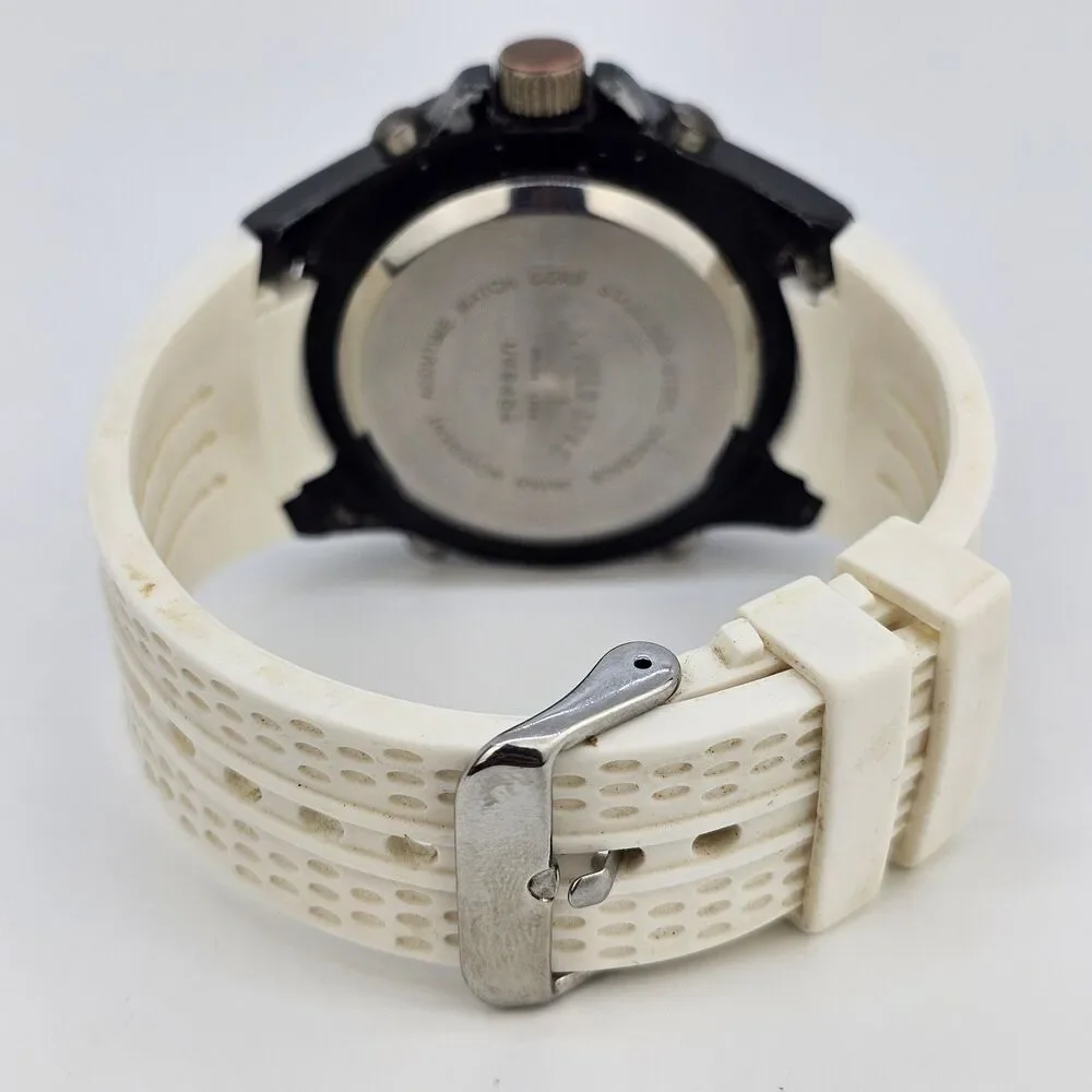 US POLO ASSN Men's Watch Digital Analog 48MM White‎ Platic Bands New Battery